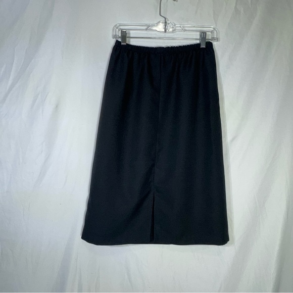 Women’s Black Elastic Waist Calf Length Career Skirt - Picture 3 of 5
